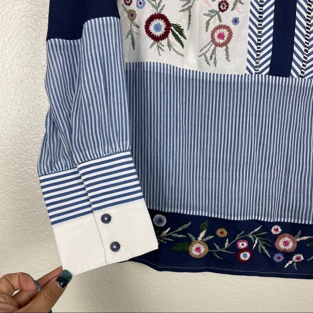 Chicos Patch Work Embroidered Pullover Blouse - image 6